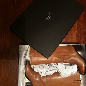 J. Crew riding boots leather stacked heel saddle US 7